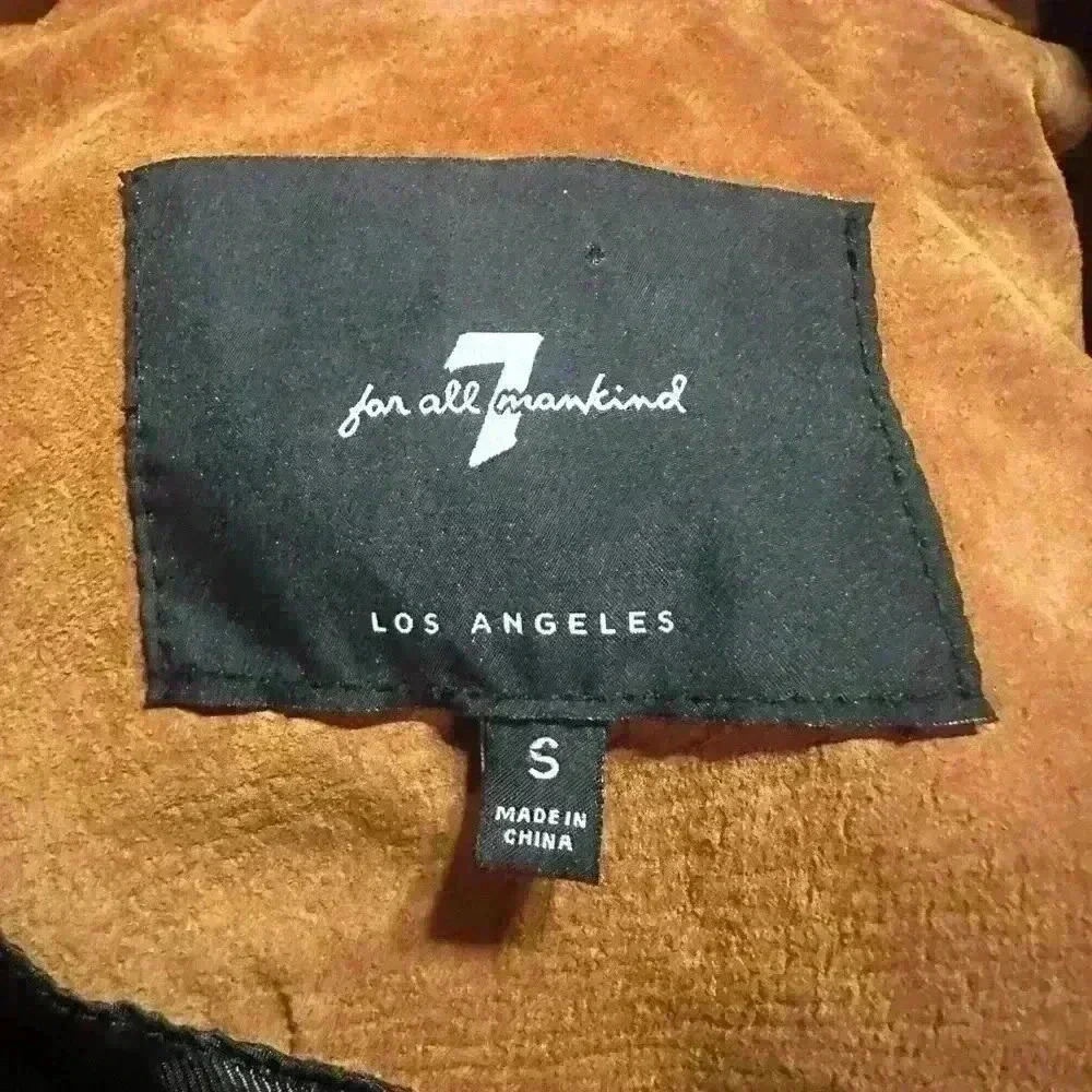 7 For All Mankind suede leather jacket. Brown. Size small. Detachable hood - Picture 11 of 14